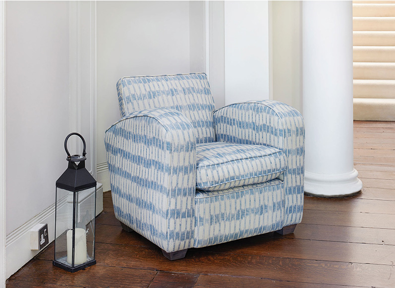1 Montmartre Chair in V&A Brompton Collection Ikat Morning Blue